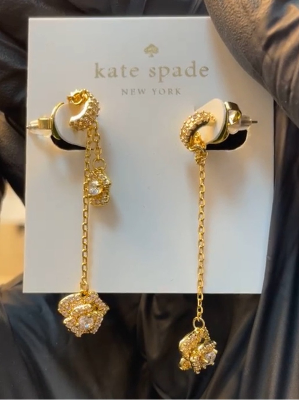 Kate Spade Crystal Drop Flower Statement Earrings NEW $98